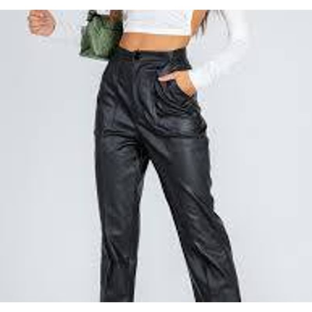 Princess Polly Macey Faux Leather Straight Leg High Waist Pants Womens Size 6